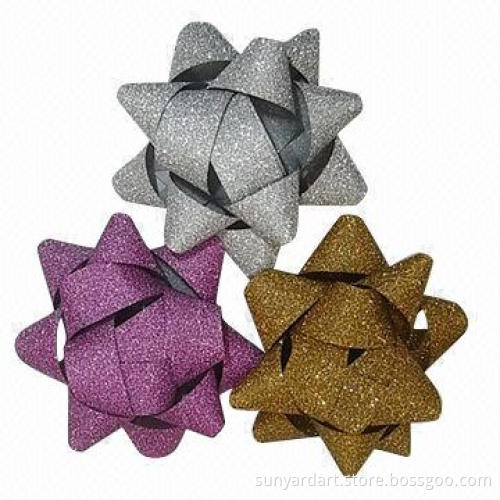 Glitter ribbon gift bow, measures 10mm x 2 inch x 15 loops